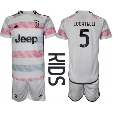 Juventus Manuel Locatelli #5 Bortedraktsett Barn 2023-24 Kortermet (+ korte bukser)